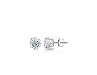 Bright White Round Lab Grown Diamond Screwback Stud in 14K White Gold 0.30ct, Color-FG, Clarity-VS