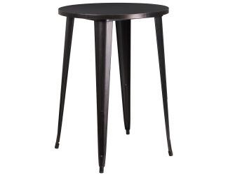 30" Round Black-Gold Metal Indoor-Outdoor Bar Height Table - Industrial Table