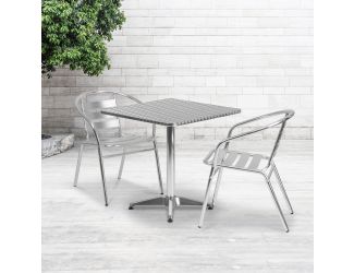 27.5" Square Aluminum Smooth Top Indoor-Outdoor Table with Base