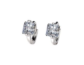 Sterling Silver Princess Cut Moissanite  Hoop Earring