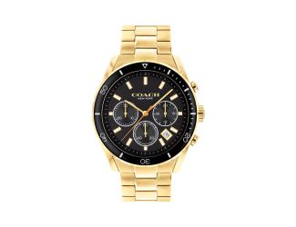 Mens Preston Gold-Tone Chornograph Stainless Steel Watch Black Dial