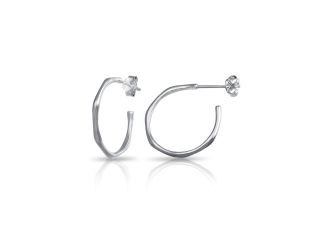 PARIKHS Rhodium Plated Large semi Hoop Earrings in 925 Sterling Silver