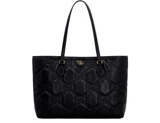 Gucci Ophidia Jumbo GG Matellase Medium Black Leather Tote