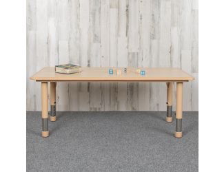 23.625"W x 47.25"L Natural Plastic Adjustable Activity Table-School Table for 6