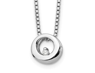 White Ice Sterling Silver RH Plated White Ice .02ct Diamond Circle 18" Necklace