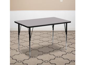 30"W x 72"L Rectangular Grey Thermal Laminate Adjustable Activity Table