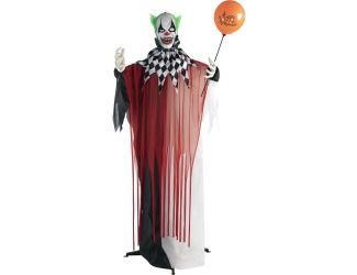 Life-Size Animatronic Clown with Lights and Sound, Indoor or Covered Outdoor Halloween Decoration