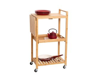 38" Rolling Bamboo Kitchen Cart