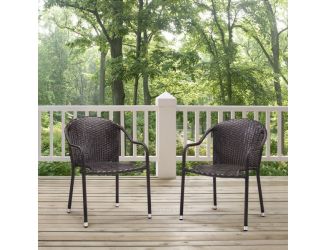 Palm Harbor 2Pc Stackable Wicker Outdoor Chair Set