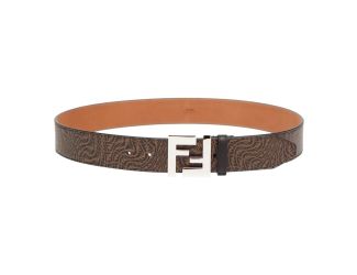 Fendi x Sarah Coleman Mens FF Vertigo Brown Leather Belt 110/44