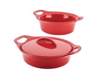Ceramic 3pc Casserole Set Red