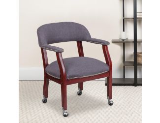 Gray Fabric Luxurious Conference Chair with Accent Nail Trim and Casters