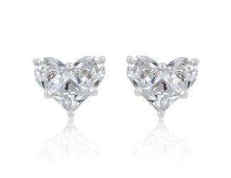 Three Stone Heart Earrings