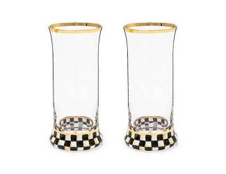 Sterling Check Highball Glass, Set of 2