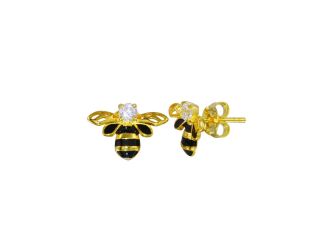PARIKHS Gold Plated CZ Bee Earring in 925 Sterling Silver