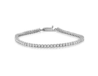 Bright White Privilege Round Lab Grown Diamond Tennis Bracelet in 14K White Gold 3.50ct,EF,VS1 VS2