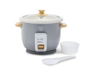6 Cup Rice Cooker w/ Wood Handles Gray