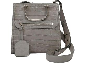 Alexander McQueen The Short Story Grey Croc Print Leather Satchel