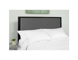 King Size Upholstered Metal Panel Headboard in Dark Gray Fabric