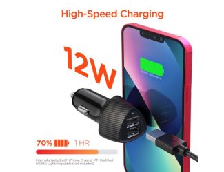 HyperGear SpeedBoost 12W USB + 5W USB Car Charger - Black