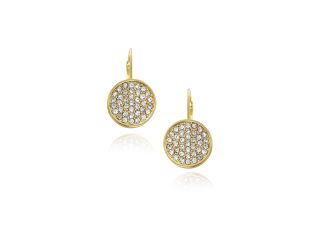 Gold-Tone And Crystal Circle Lever Back Earrings