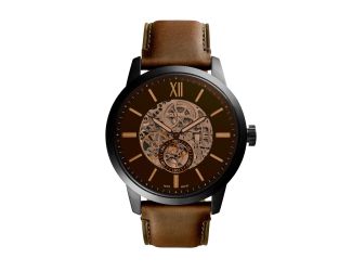 Men's Townsman Large Automatic Brown Leather Strap Watch Brown Dial
