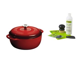 Lodge - 6 Qt Enamel Dutch Oven & Enamel Cast Iron Care Kit