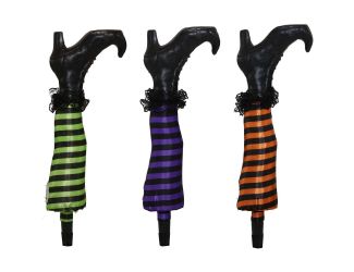 Set of Three 19-In. Light-Up Witch Leg Stakes, Outdoor Halloween Lawn and Garden Decoration, LED, Ba