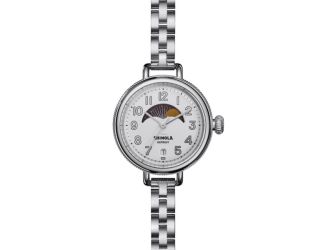 Ladies' Birdy Moon Phase Silver-Tone Stainless Steel Watch Silver Dial