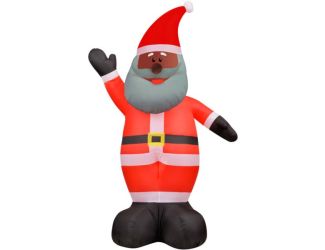 12-Ft. Tall African American Santa Claus, Prelit Outdoor Christmas Inflatable with Storage Bag