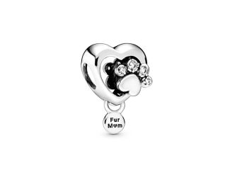 Sparkling Paw Print & Heart Charm