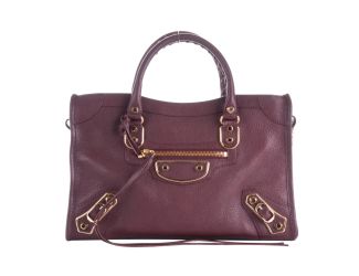 Balenciaga City Prune Purple Goat Leather Small Shoulder Bag