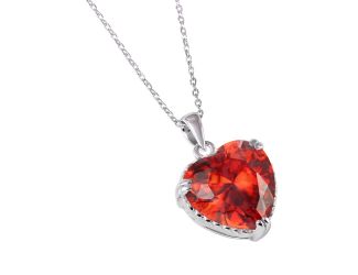 PARIKHS Rhodium Plated Red Heart CZ Rope Necklace in 925 Sterling Silver
