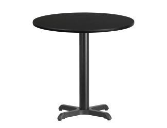 30" Round Black Laminate Table Top with 22" x 22" Table Height Base