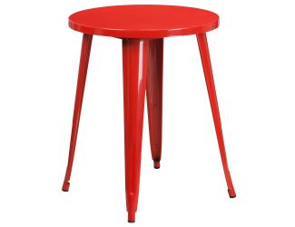 24" Round Red Metal Indoor-Outdoor Table - Restaurant Furniture - Caf Table