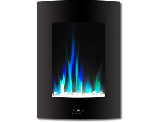 19.5 In. Vertical Electric Fireplace in Black with Multi-Color Flame and Crystal Display
