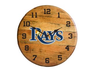 Tampa Bay Devil Rays Oak Barrel Clock