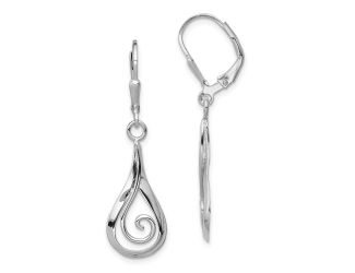Sterling Silver RH-plated Polished Fancy Dangle Leverback Earrings