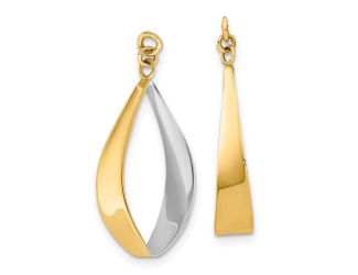 14k Polished & Rhodium Reversible Dangle Earring Jackets