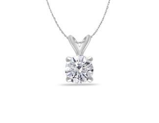 Bright White Round Lab Grown Diamond Pendant in 14K White Gold 0.15ct, Color-FG, Clarity-VS