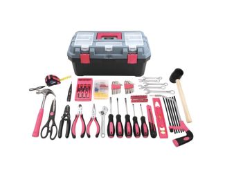 170 Piece Household Tool Kit with Tool Box- Pink