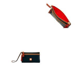 Pebble Grain Double Zip Wristlet