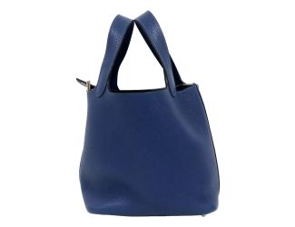 Hermes Picotin 18 Veau Taurillon Clemence Leather Bleu Nuit