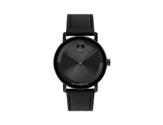 Men's Bold Evolution 2.0 Black Leather Strap Watch Black Dial