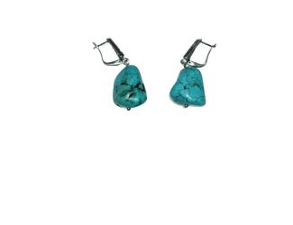 Irregular Shaped Natural  Turquoise Nugget Earrings