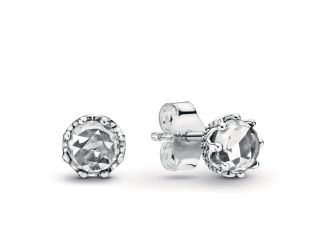 Clear Sparkling Crown Stud Earrings