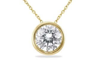 3/4 Carat Diamond Bezel Pendant In 14K Yellow Gold
