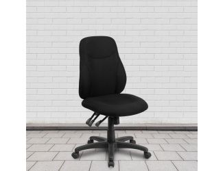 Mid-Back Black Fabric Multifunction Swivel Ergonomic Chair with Back Adjustment