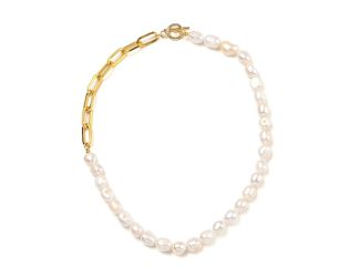 Baroque Pearl and Paperclip Necklace