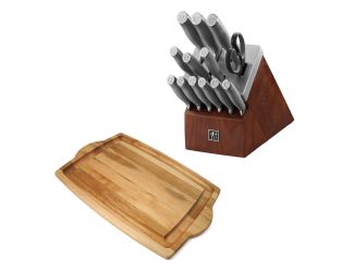 Modernist 14-Piece Self-Sharpening Knife Block Set plus Farmhouse Carver Package